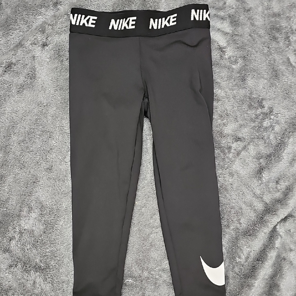 Nike Kids Black Leggings with White Logo